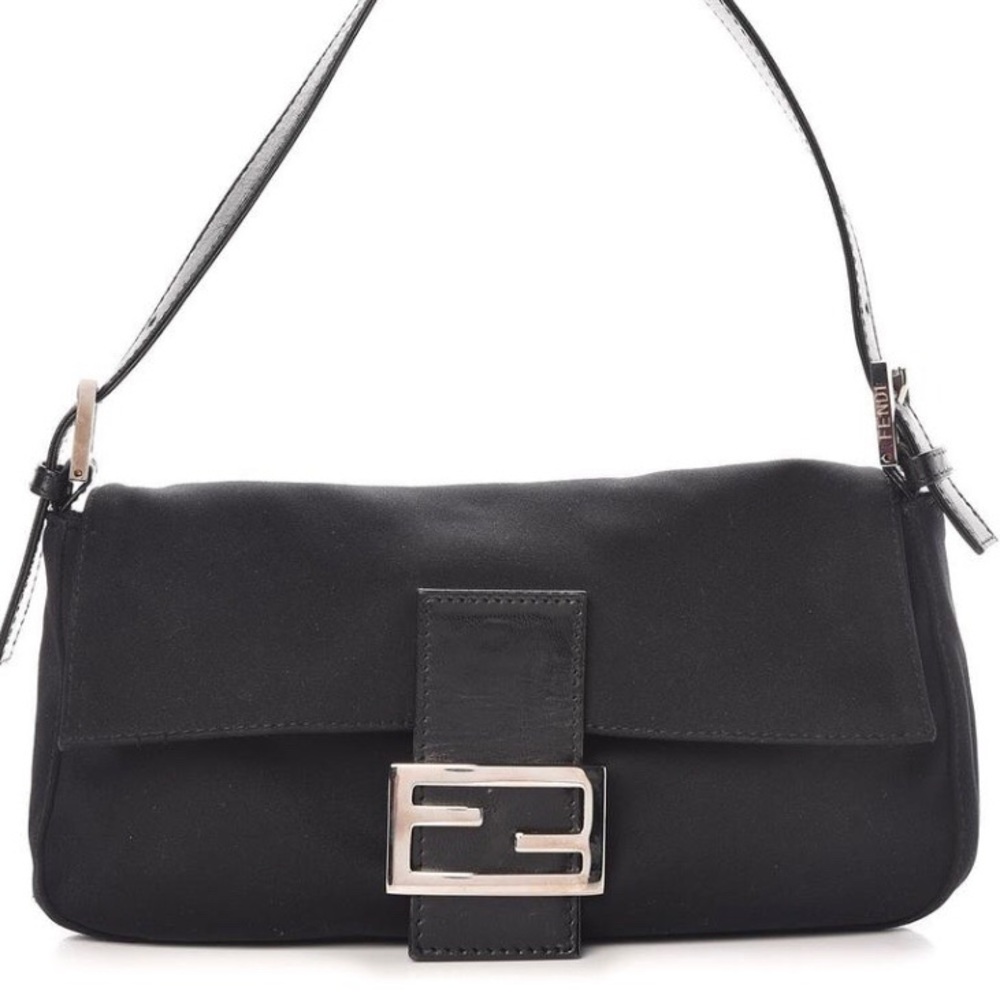 BLACK FENDI BAGUETTE BAG BLACK NEOPRENE NYLON